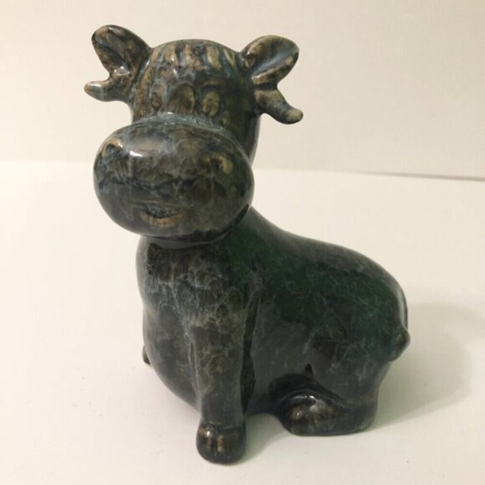 Vintage Lot of 2  Cow Figurine 5 Inch Tall Ceramic Figures - Picture 3 of 15